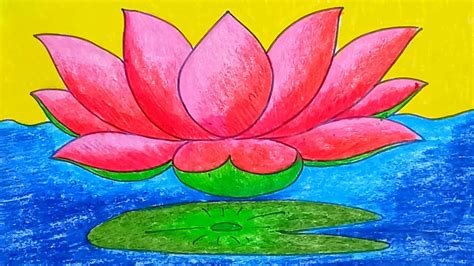 How to draw lotus flower. lotus Step by step easy Drawing. Oil pastel lotus drawing For ...