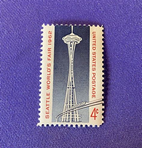 1223:: Stamps, U.S., 4c, 1962, Seattle, Washington, World's Fair, Space Needle, uncirculated ...