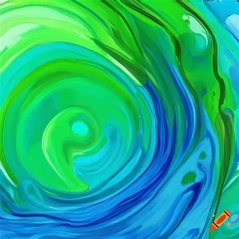 Abstract painting with blue and green color combination on Craiyon