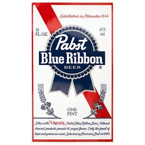 Pabst Blue Ribbon Bottle Label Sticker | Pabst blue ribbon, Logo ...