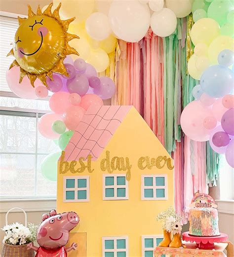 Peppa Pig Pastel Rainbow Balloon Garland Kit from Ellie's Party Supply