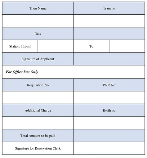 Railway Reservation Booking Form | Editable PDF Forms