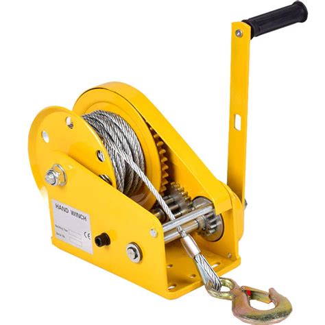 Buy Hand Winch, Heavy Duty Manual Crank Two-Way Ratchet Winch with Cable and Steel Hook, Hand ...