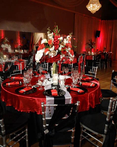 Red and Black Table Decor Inspirational De Versailles Banquet Hall | Black wedding decorations ...