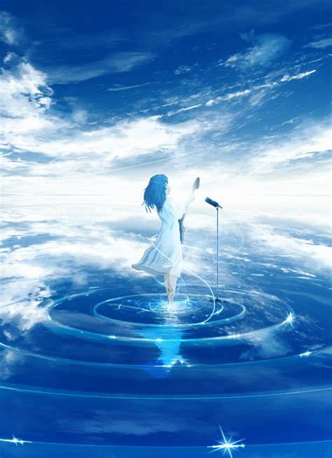 Download wallpaper 840x1160 singing, above clouds, anime girl, iphone 4 ...