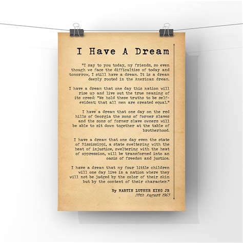 I Have A Dream Quote Speech by Martin Luther King Poster - Etsy