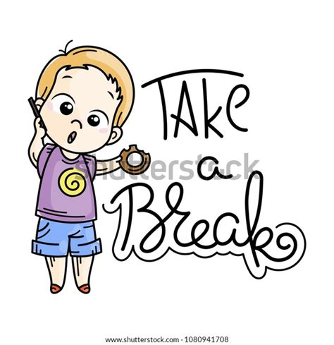 Take Break Cute Cartoon Kids Vector Stock Vector (Royalty Free) 1080941708 | Shutterstock