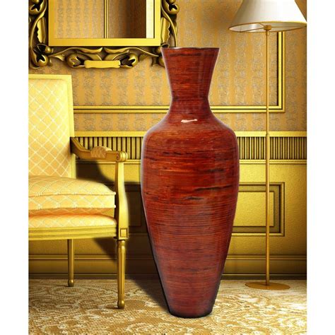 Uniquewise 37.5 in. Reds and Pinks Tall Bamboo Floor Decorative Vase-QI003243 - The Home Depot