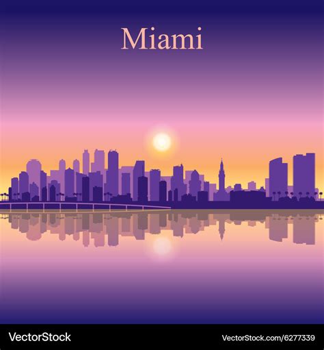 Miami city skyline silhouette background Vector Image