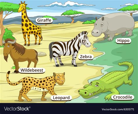 Educational game african savannah animals Vector Image