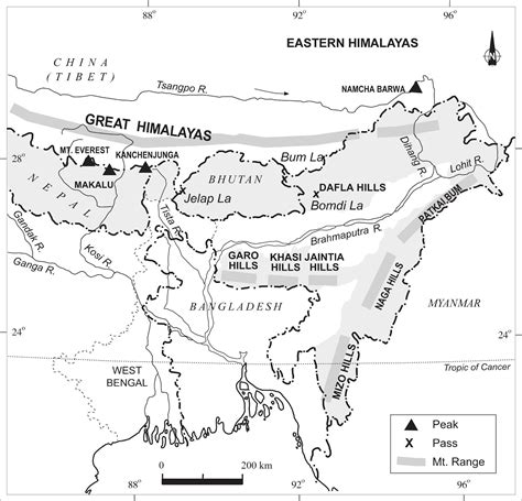 UPSC general studies and current affairs 2015: Eastern himalayas of India Map