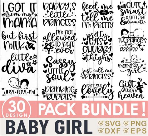 Baby Girl Svg Bundle Baby Quotes Svg Baby Shower Svg - Etsy UK