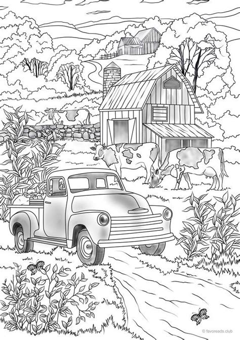 Country Car - Printable Adult Coloring Page from Favoreads (Coloring ...