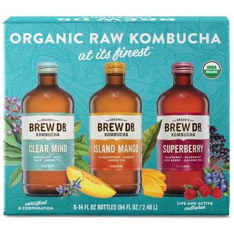 Brew Dr Organic Kombucha Variety Pack, 6 X 14 Oz - Costco Food Database