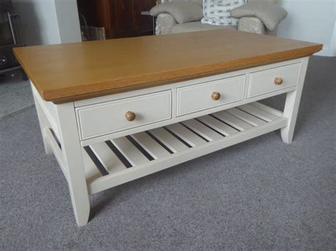 Laura Ashley 3 Drawer OAKHAM Coffee Table in Cream with undershelf. Excellent condition. | in ...