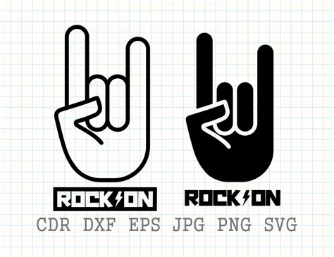 Rock on svg clipart instant download rock silhouette | Etsy