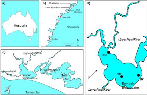 Map of Myall Lakes. Sampling location of water collected for nutrient... | Download Scientific ...