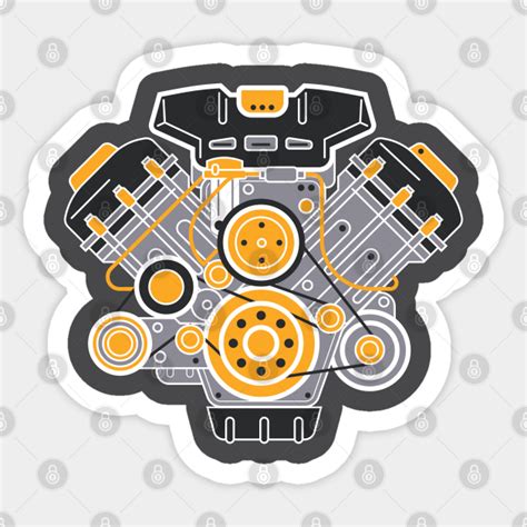 V8 Engine Diagram - V8 Engine - Sticker | TeePublic