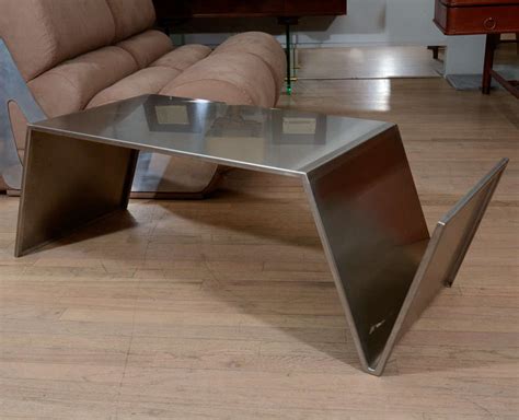 Stainless steel coffee table at 1stdibs