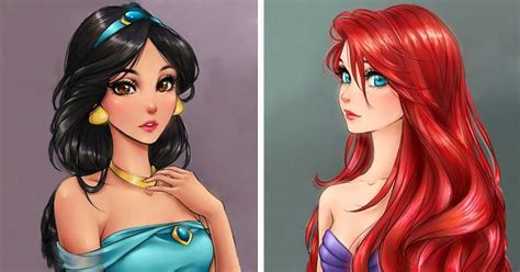 I Draw Disney Princesses As Anime Characters | Bored Panda