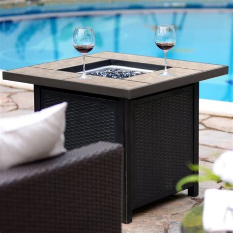 50,000 BTU Outdoor Propane Table Heater Gas Patio Fire Pit - 32 Inch Square