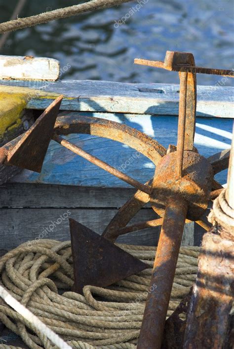 Old anchor on boat — Stock Photo © zebrik #1620391