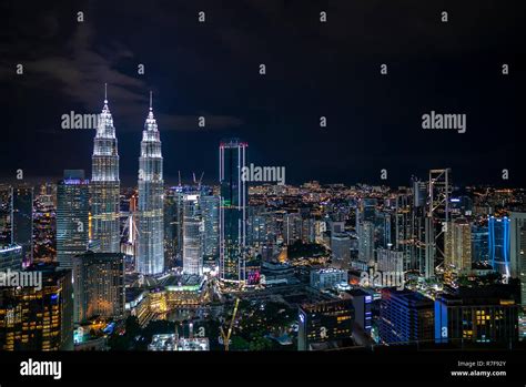 Aerial view of night scene at Kuala Lumpur city skyline Stock Photo - Alamy