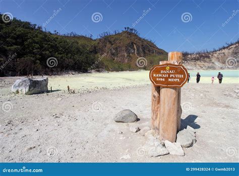 White Crater or Kawah Putih, a Volcanic Sulfur Crater Lake in a Caldera in Ciwidey, West Java ...