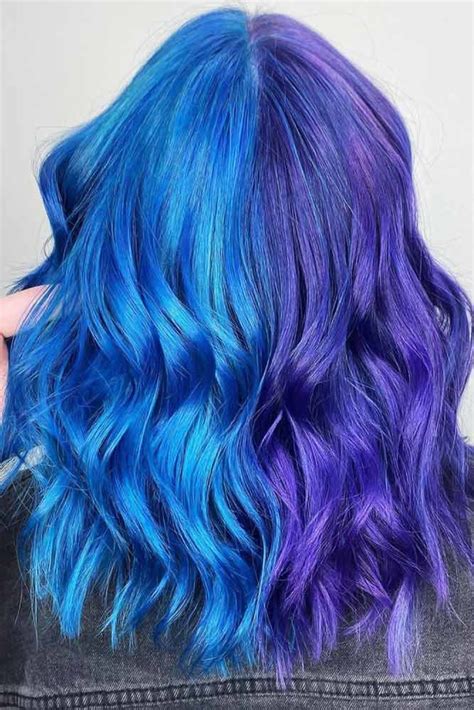 Best Purple And Blue Hair Looks in 2022 | Dark blue hair, Split dyed hair, Hair color blue