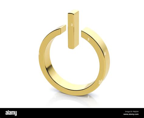 Golden power symbol on a white background Stock Photo - Alamy