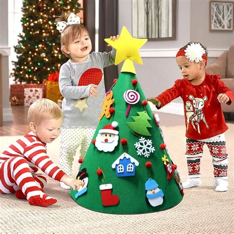 OurWarm Kids DIY Felt Christmas Tree Snowman with Ornaments Handmade ...