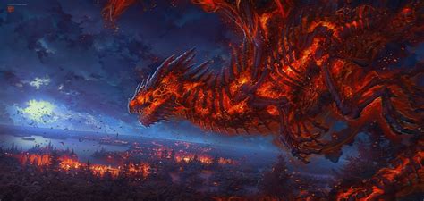 Photo dragon kerembeyit Fantasy Skeleton Fire