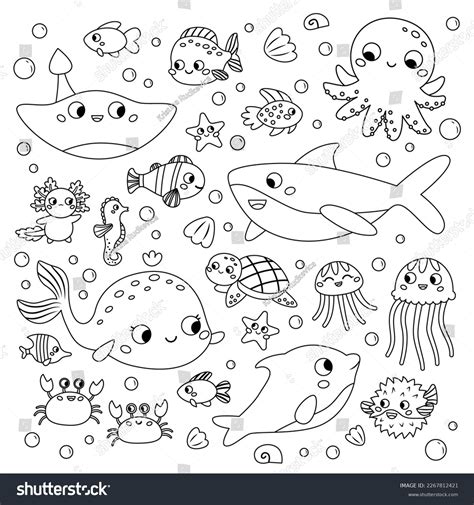 Sea Animals Outline Drawing Royalty-Free Images, Stock Photos & Pictures | Shutterstock