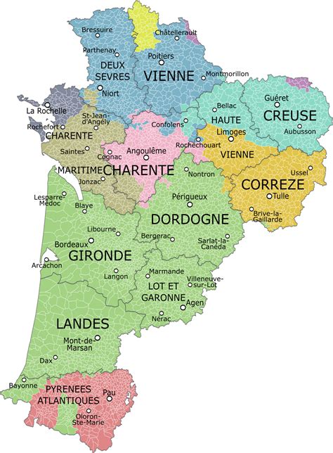 Nouvelle Aquitaine carte » Voyage - Carte - Plan