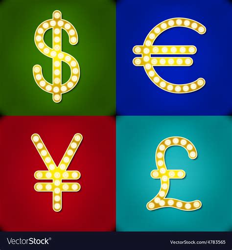 Currency signs dollar euro pound yen gr badge Vector Image