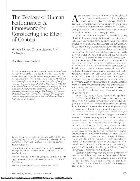 (PDF) The Ecology of Human Performance: A Framework for Considering the ...