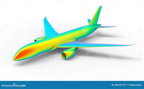 3D Rendering - Finite Element Analysis of an Airplane Stock Illustration - Illustration of ...