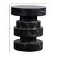 Melia Round Marble-Finished Modern Concrete Pedestal End Table, Black ...