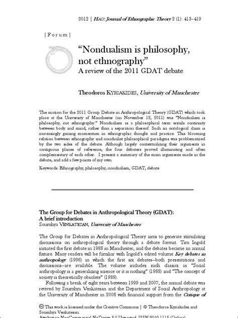 Nondualism is Philosophy, Not Ethnography | Ethnography | René Descartes