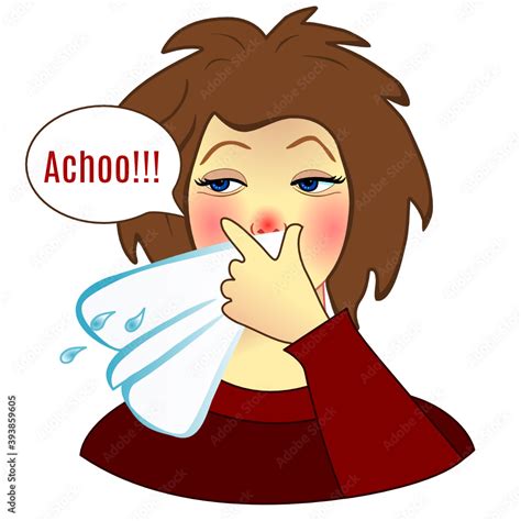 Vecteur Stock emoji woman says achoo, sneezes her snots or blows her ...