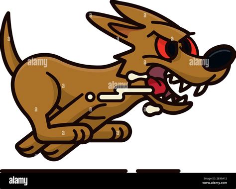 Mad dog running and slobbering cartoon character isolated vector ...