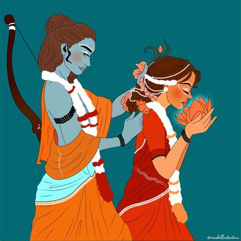 Ram Sita Illustration | God illustrations, Sita ram paintings hindu art ...