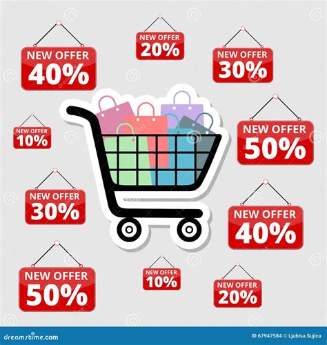 Shopping Special Offers, Discounts and Promotions, Shopping Cart Stock Illustration ...