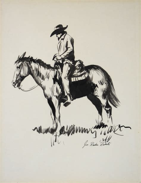 Joe Rader Roberts - "Cowboy on Horse" - #3005 | Texas Art | Vintage Texas Paintings