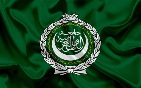 Download wallpapers Flag of the Arab League, green flag, emblem, logo ...