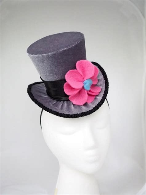 Gray Mini Top Hat Frosty Snowman Hat Mrs. Snowman Hat Flower