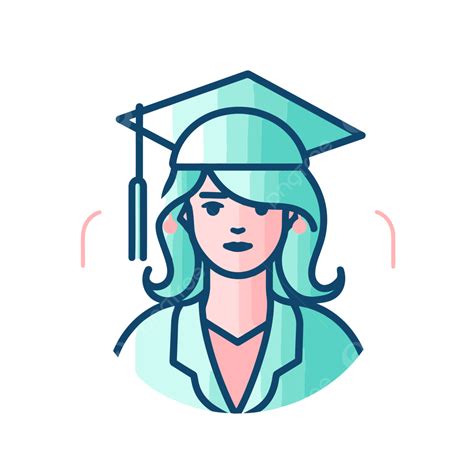 Young Woman Graduation Icon Vector Illustration, Graduate, Lineal Icon ...