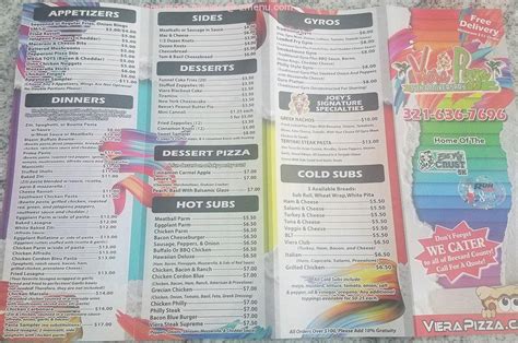 Online Menu of Viera Pizza Restaurant, Viera, Florida, 32940 - Zmenu