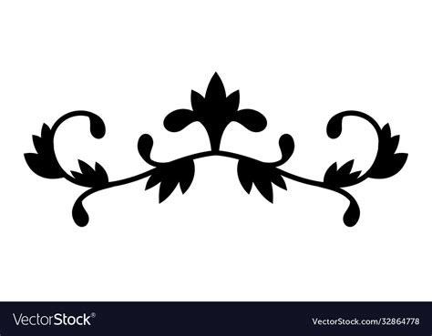 Flower with leaves shaped ornament silhouette Vector Image