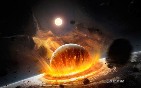 Cosmic Collision: HD Wallpaper of Asteroid Explosions and Planetary Mayhem by Tobias Roetsch